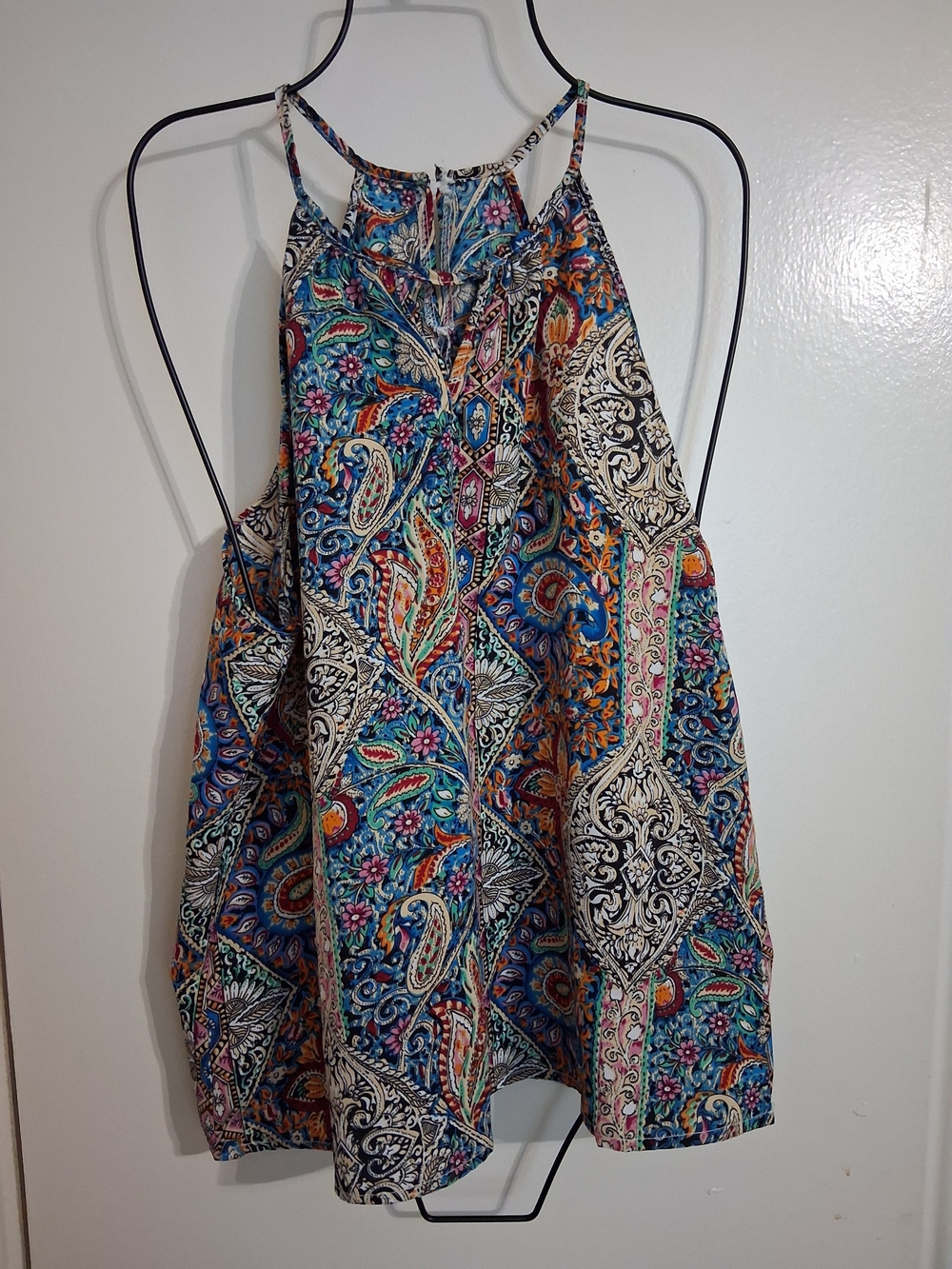 Sleeveless Paisley Halter Top in Multi-Color